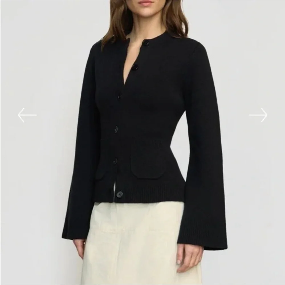 Modern Citizen Eames Organic Cotton-Wool Black Minimalist Cardigan Sweater M - Picture 8 of 14